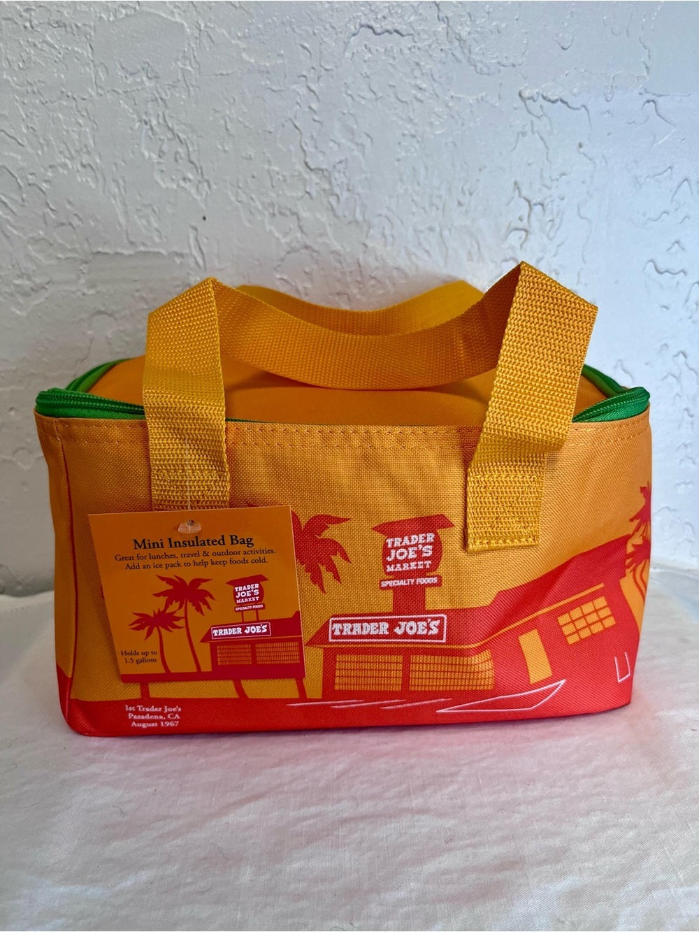 Trader Joe's Orange & Green Mini Insulated Tote Lunch Bag